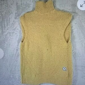 Zara Women’s Sweayer Turtleneck-Plush Ribbed Knit Vest Tied Opem Back